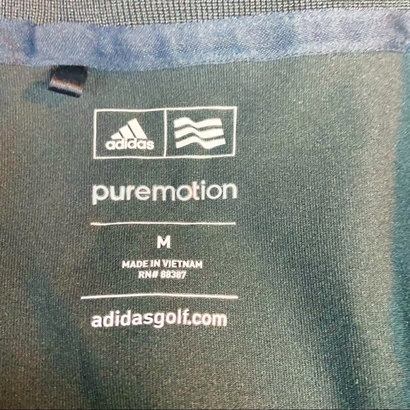 Adidas Golf PureMotion three stripe short sleeve polo black golf shirt - Picture 4 of 8